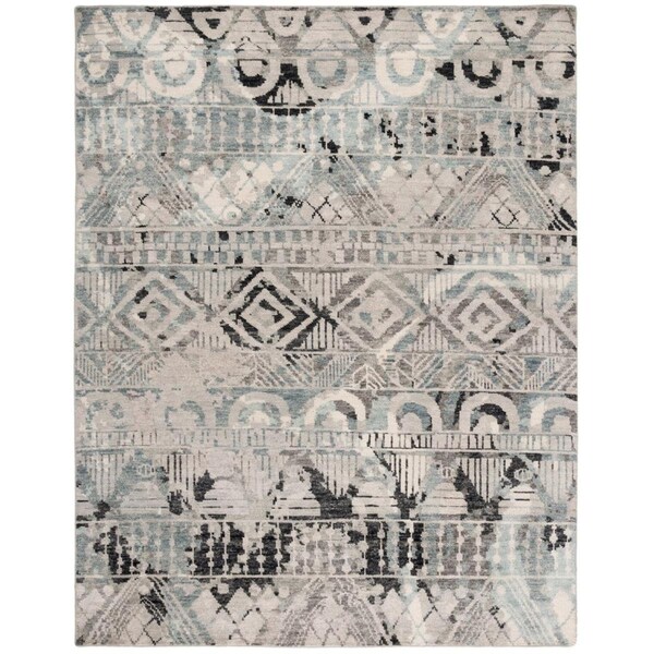 Safavieh 10 x 14 ft. Samarkand Rectangle Hand Knotted Rug Grey & Ivory SRK181F-10 - main